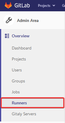 Image depicting the selection of the runner tab on GitLab