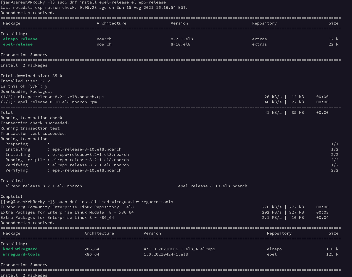 An image of the above commands